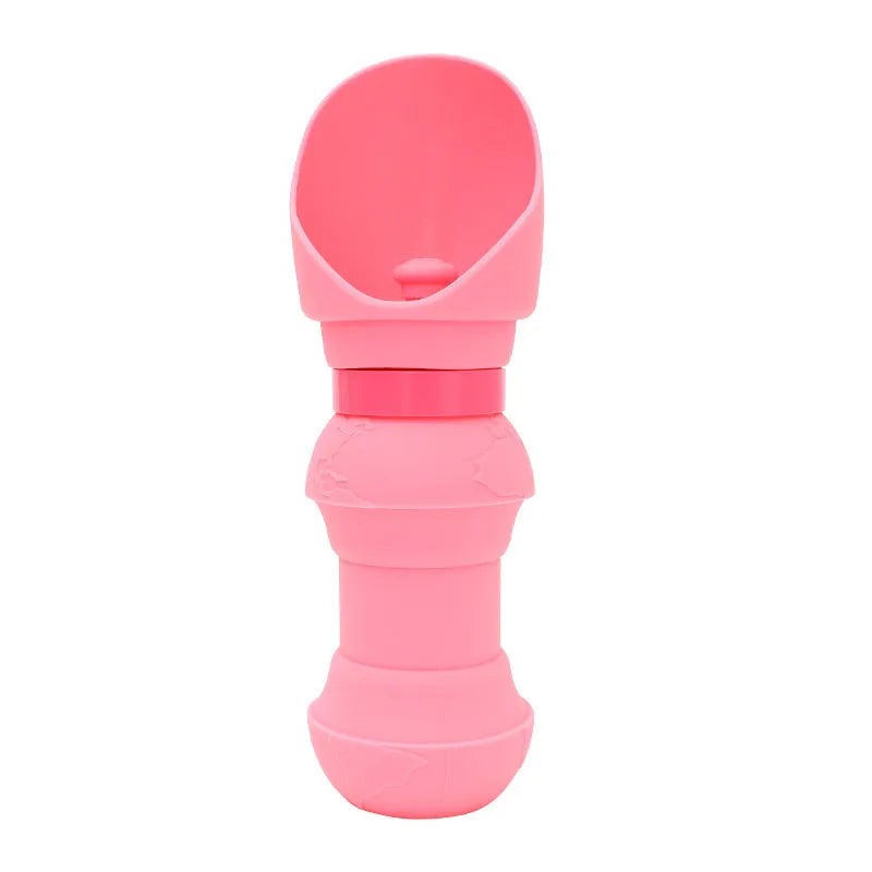 Collapsible silicone pet water cup in folded and unfolded positions showing colour options