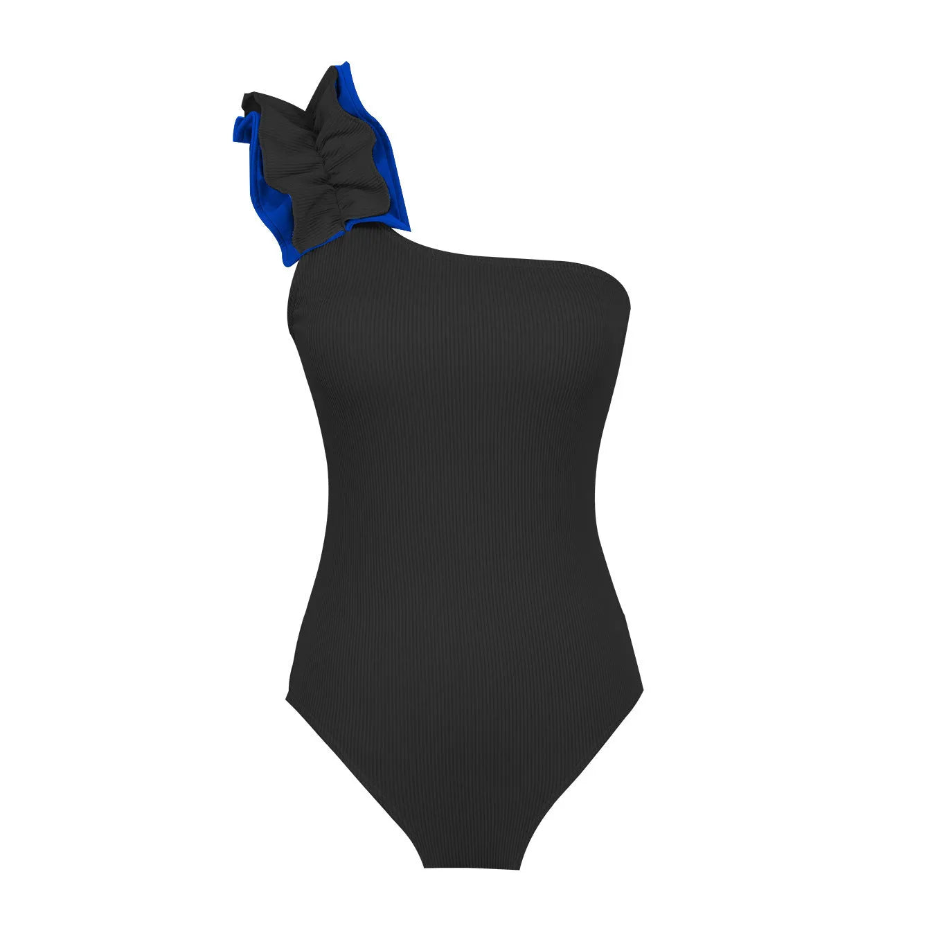 Single-shoulder suspender tube top one-piece swimsuit for women with high-waist design