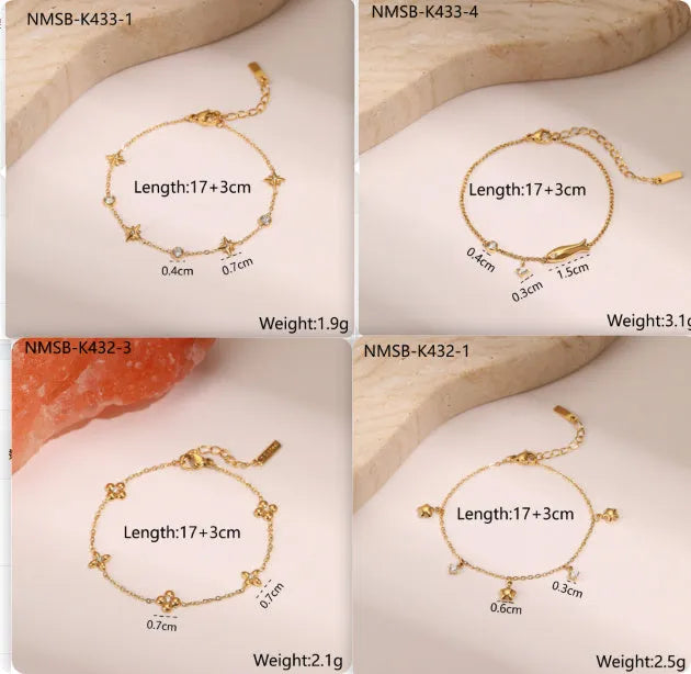 Women's titanium steel bracelet with gold plating and geometric star pendant