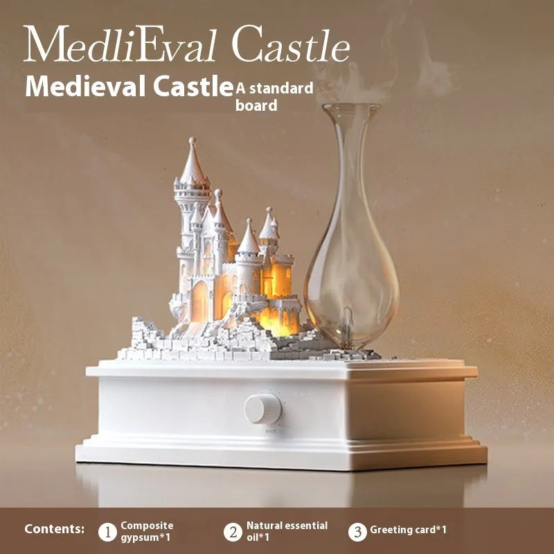 White medieval castle waterless aromatherapy machine with cold fragrance diffusion and USB Type-C charging