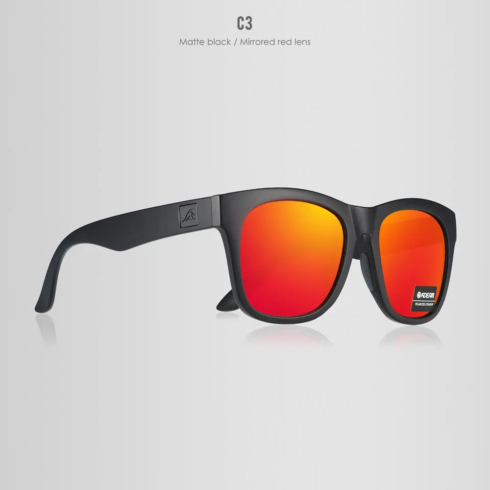A pair of thickened polarised sunglasses with TAC lenses and a PC frame for outdoor UV protection.