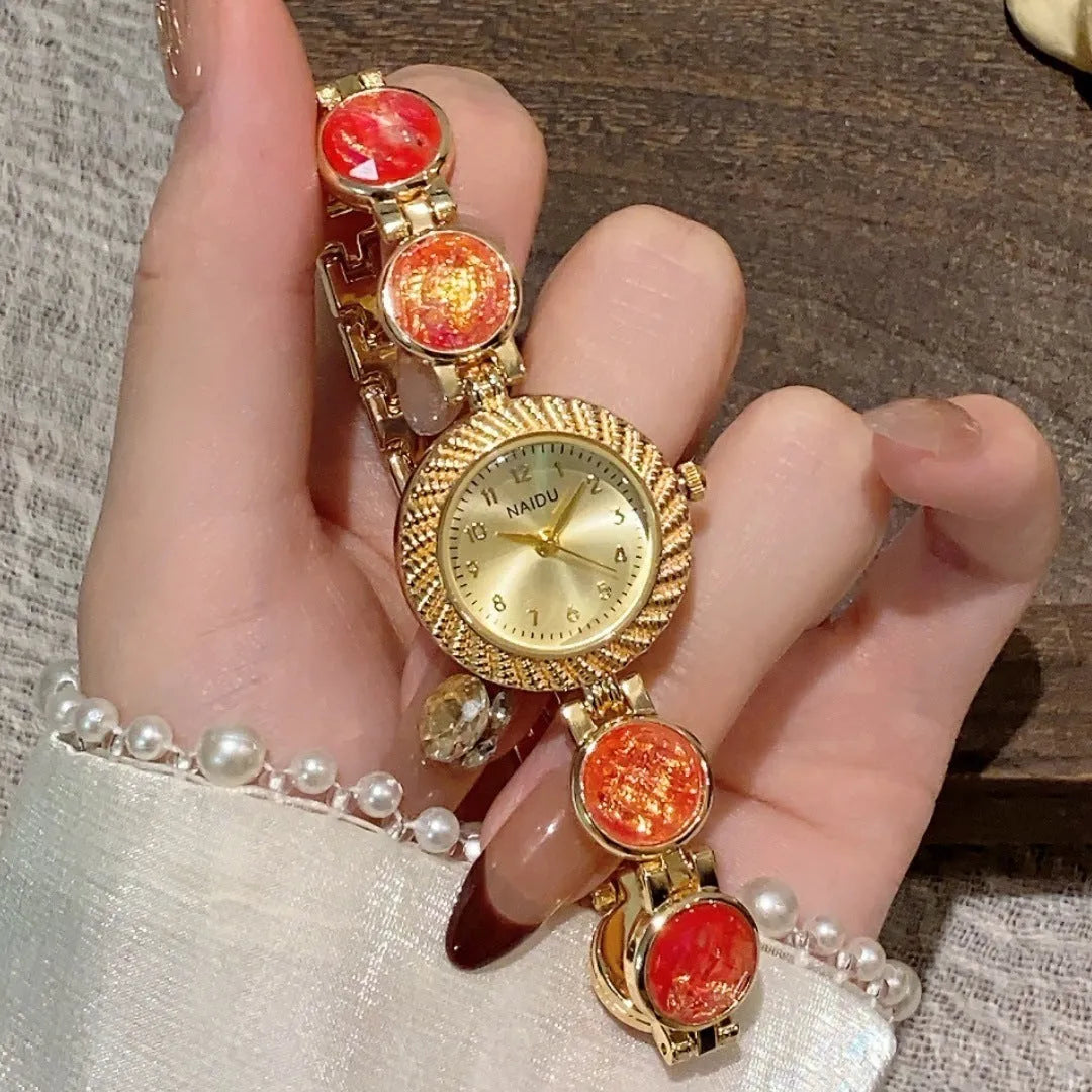 Women's quartz watch with 25mm round dial and zinc alloy case in multiple colour options