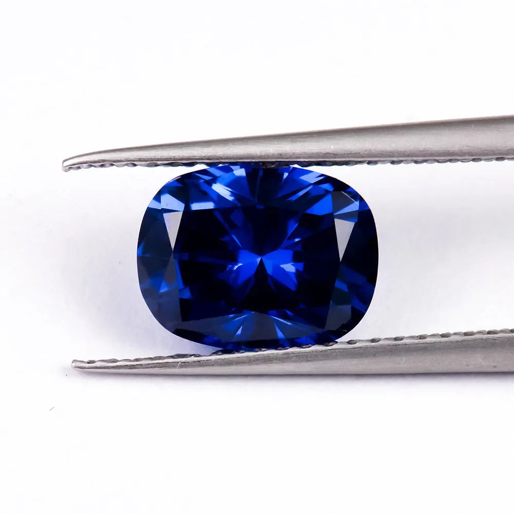 Royal blue synthetic gemstone showing heart, round, and pear cut shapes for jewellery making