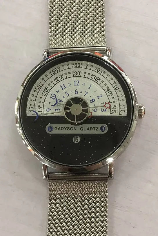 Men's gold sports quartz watch with 40mm dial and stainless steel strap showing time display