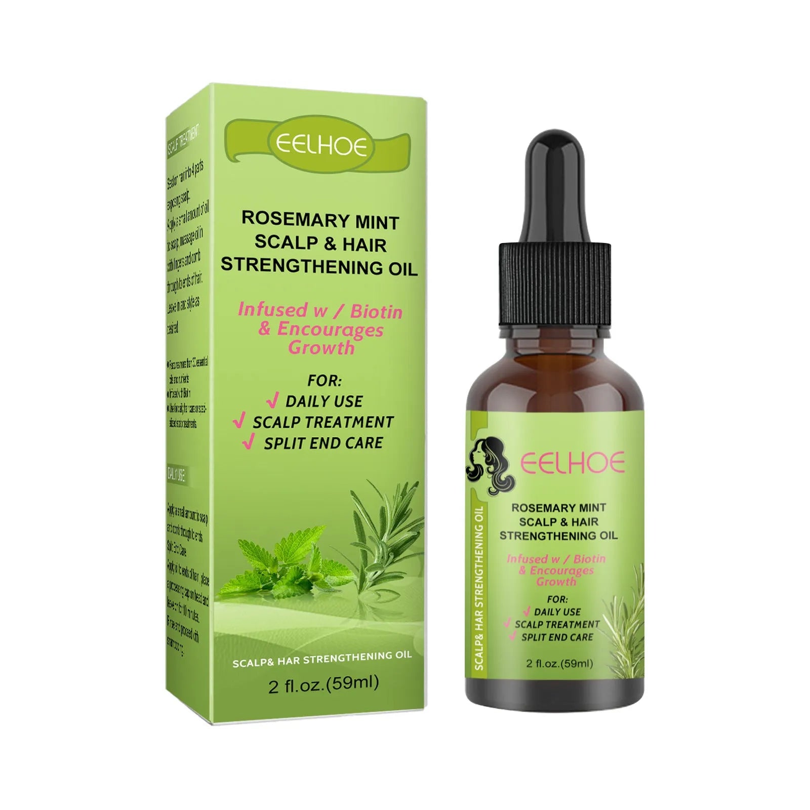 59ml bottle of Rosemary Mint Hair Growth Fluid scalp treatment oil