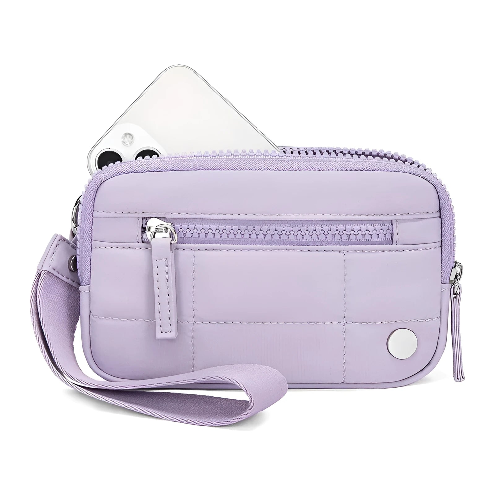 Waterproof quilted nylon handbag with transparent deck section in solid colour with urban simplicity styling