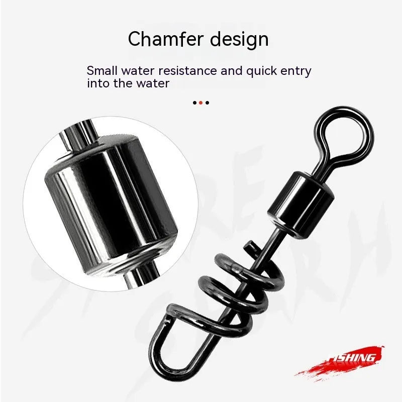 Stainless steel fishing swivel connector with 8-shaped ring for tackle connections