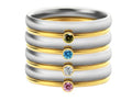 Women's geometric titanium steel ring with December birthstone colour and engraved design