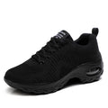 Women's red and black mesh low top sneakers with front lace-up and round toe design