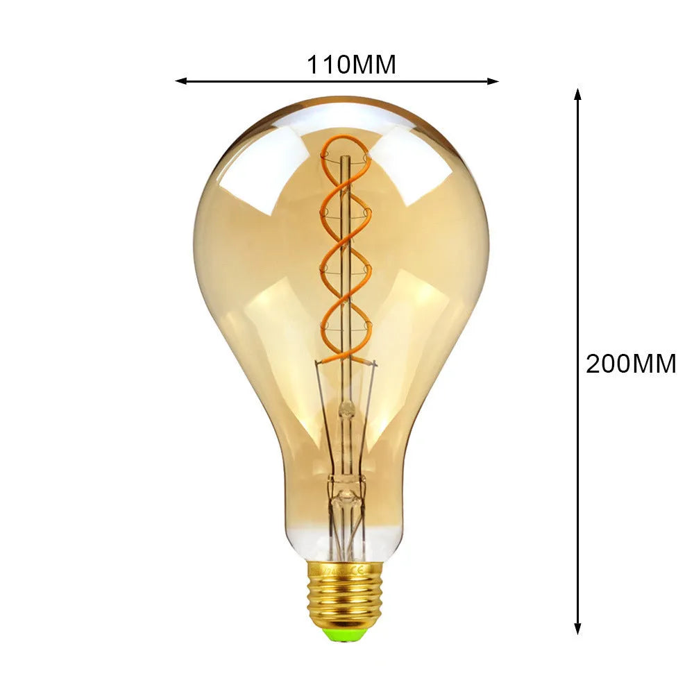 Golden and grey A110 double spiral filament LED soft light strip measuring 110mm by 200mm