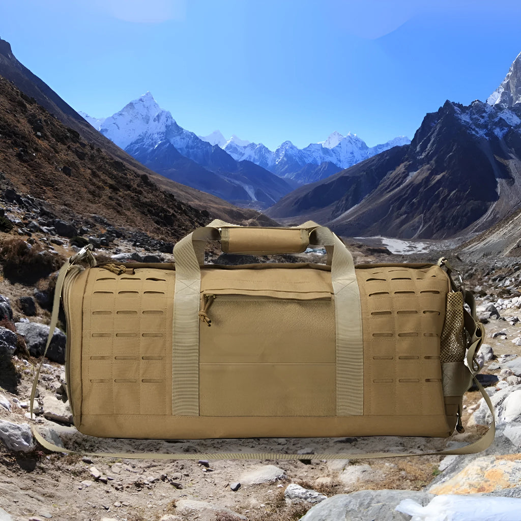 Men's khaki waterproof Oxford cloth sports handbag with air pillow belt, 56cm capacity