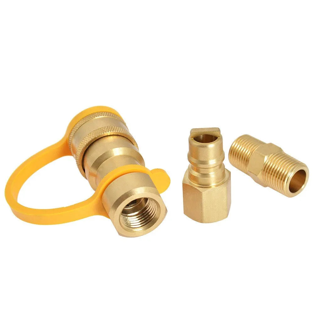 Brass gas propane conversion charging connector with 3/8 tank connection and American standard thread