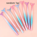 Cartoon mermaid gel pen with 0.38mm needle tube tip showing plastic shell design