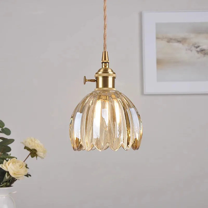 Vintage glass flower bedside chandelier in Nordic style with multiple colour options