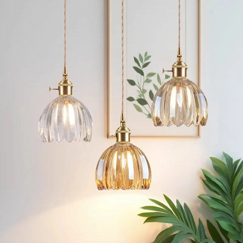 Vintage glass flower bedside chandelier in Nordic style with multiple colour options