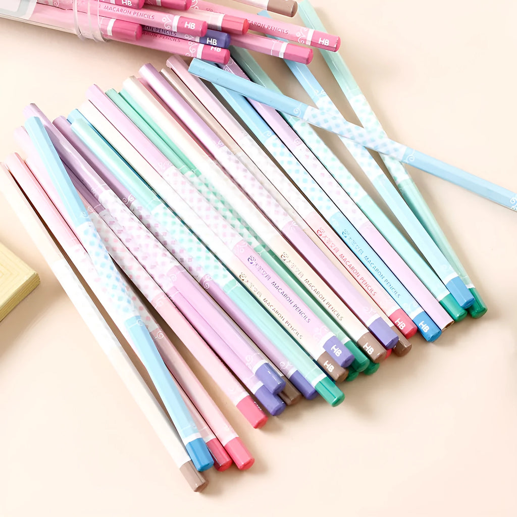 Basswood six-angle thermal transfer pencils with wooden barrels and HB refills in pack of 50