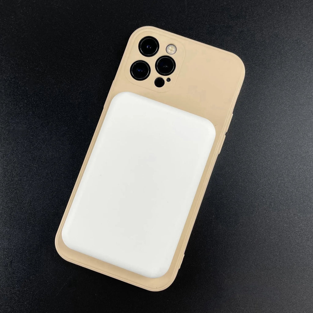 White magnetic wireless power bank with stand functionality showing 5000mAh capacity