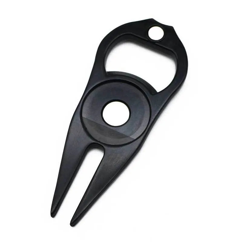 Zinc alloy golf ball yoke bottle opener tool in black, green or silver with 88x35mm dimensions