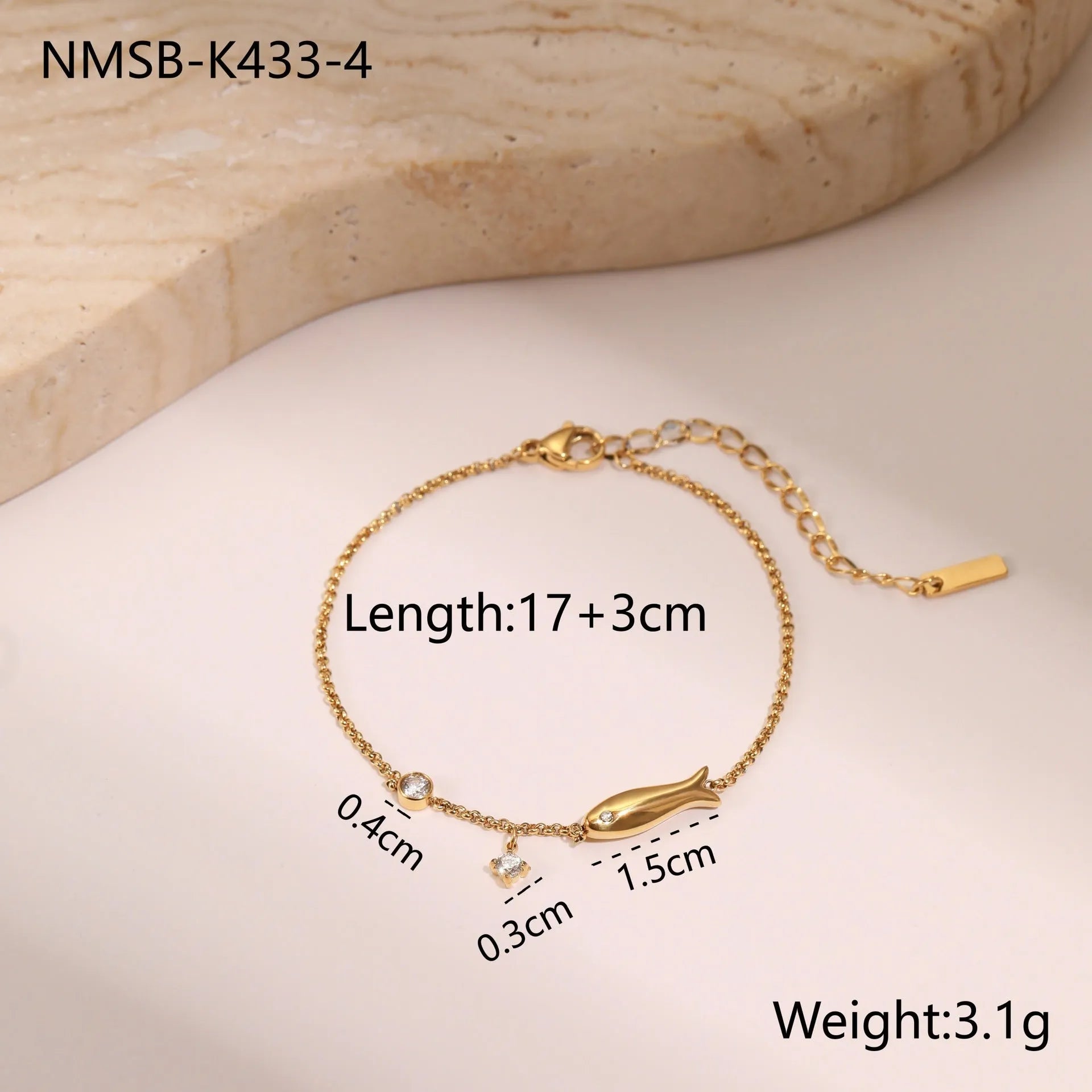 Women's titanium steel bracelet with gold plating and geometric star pendant