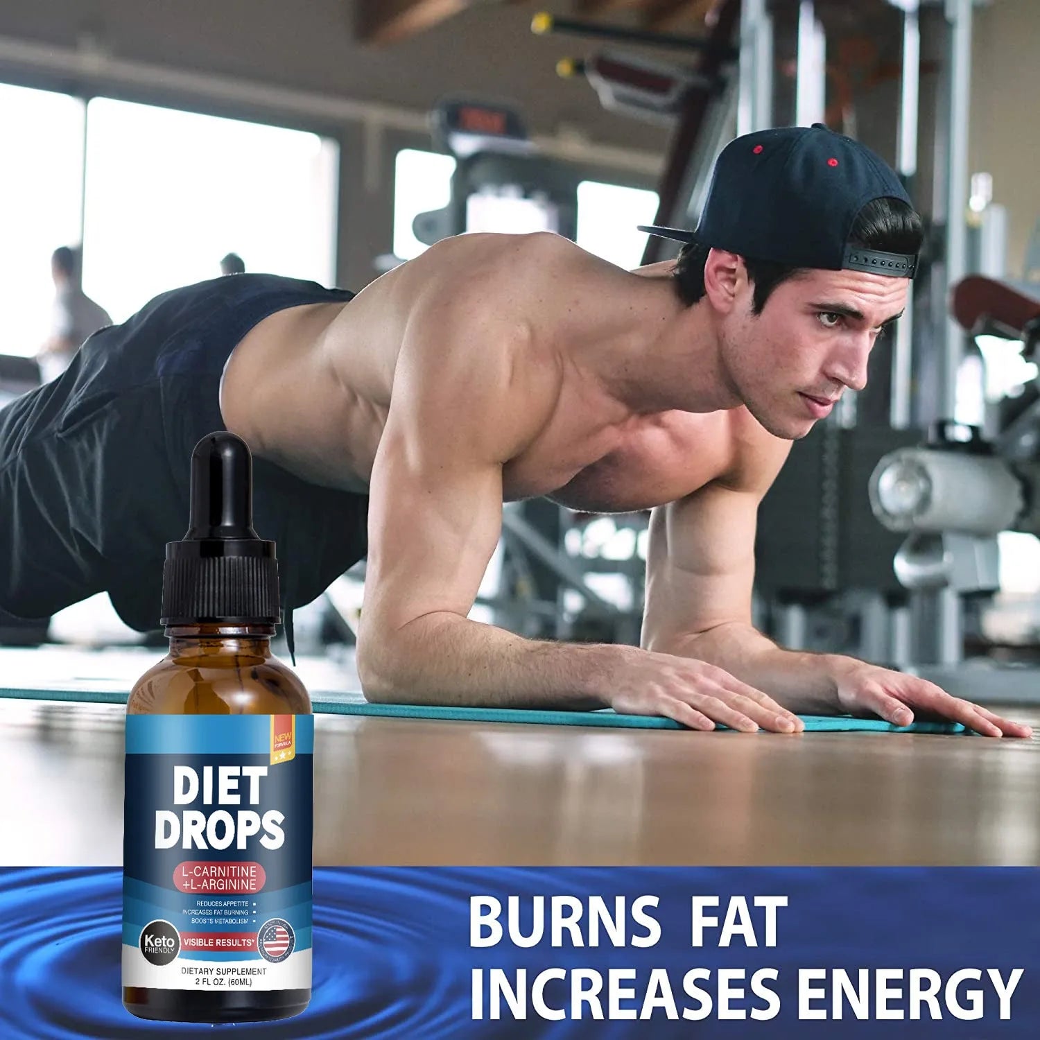 60ml bottle of ketone drops liquid dietary supplement with dropper