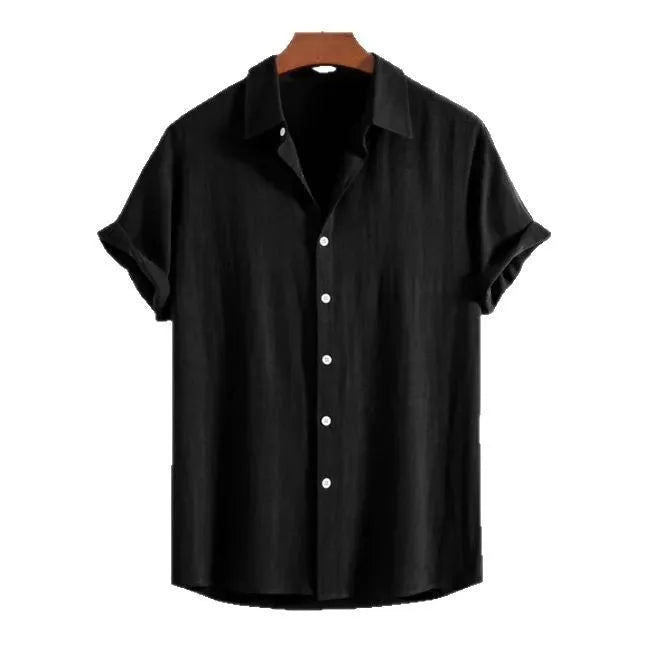 Men's loose fit casual cardigan with short sleeves in polyester fabric for summer leisure wear