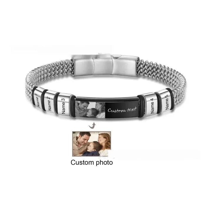Titanium steel lettering bracelet with leather rope, electroplated heart shape, and bead options in gift box