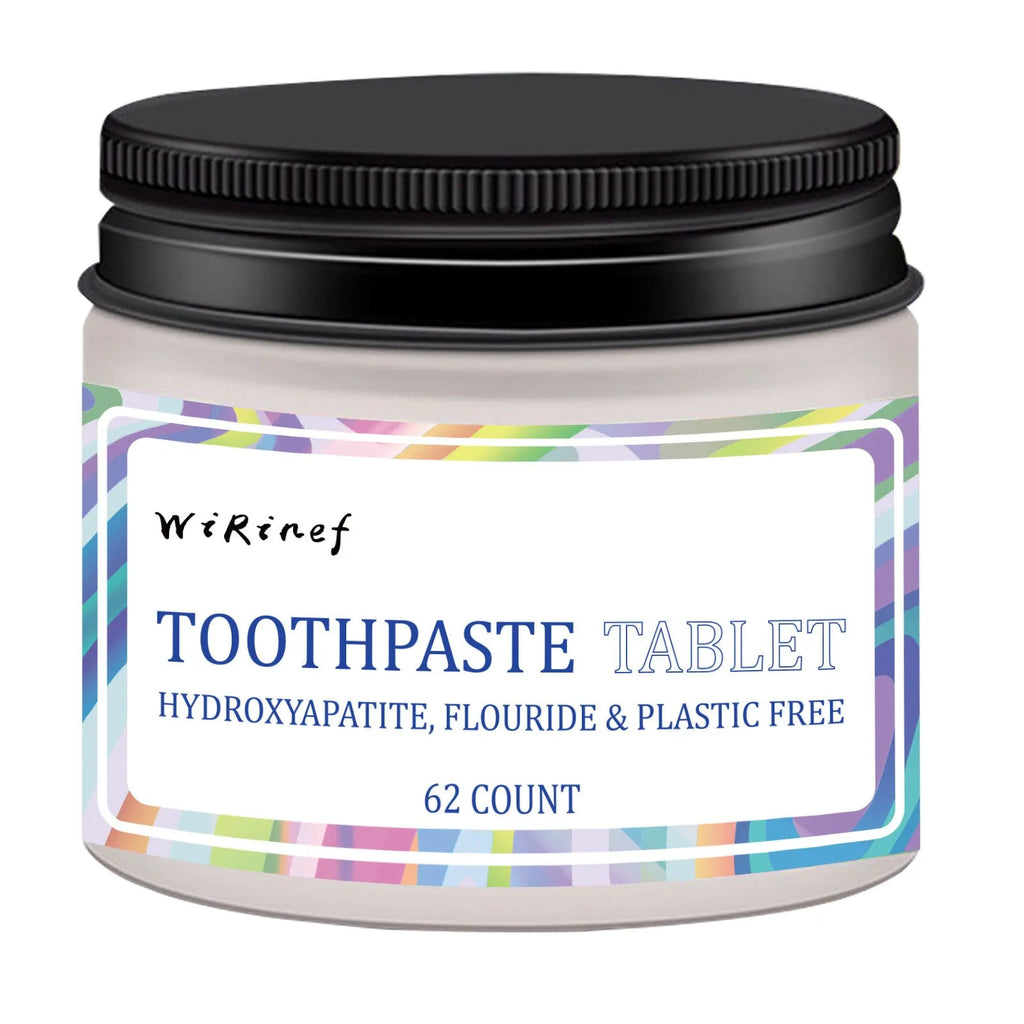 62 toothpaste tablets in solid form for portable dental cleaning without tubes