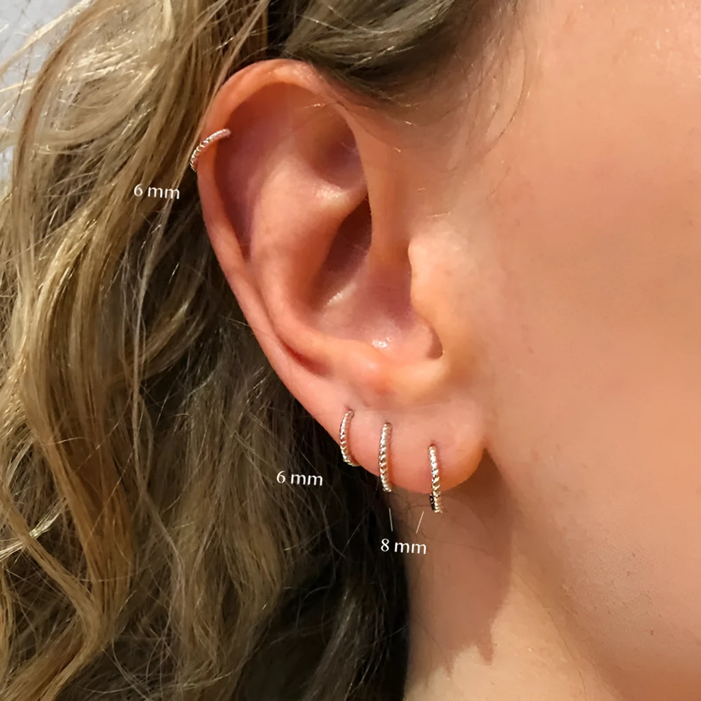 S925 sterling silver twisted string round ring earrings in gold or platinum colour
