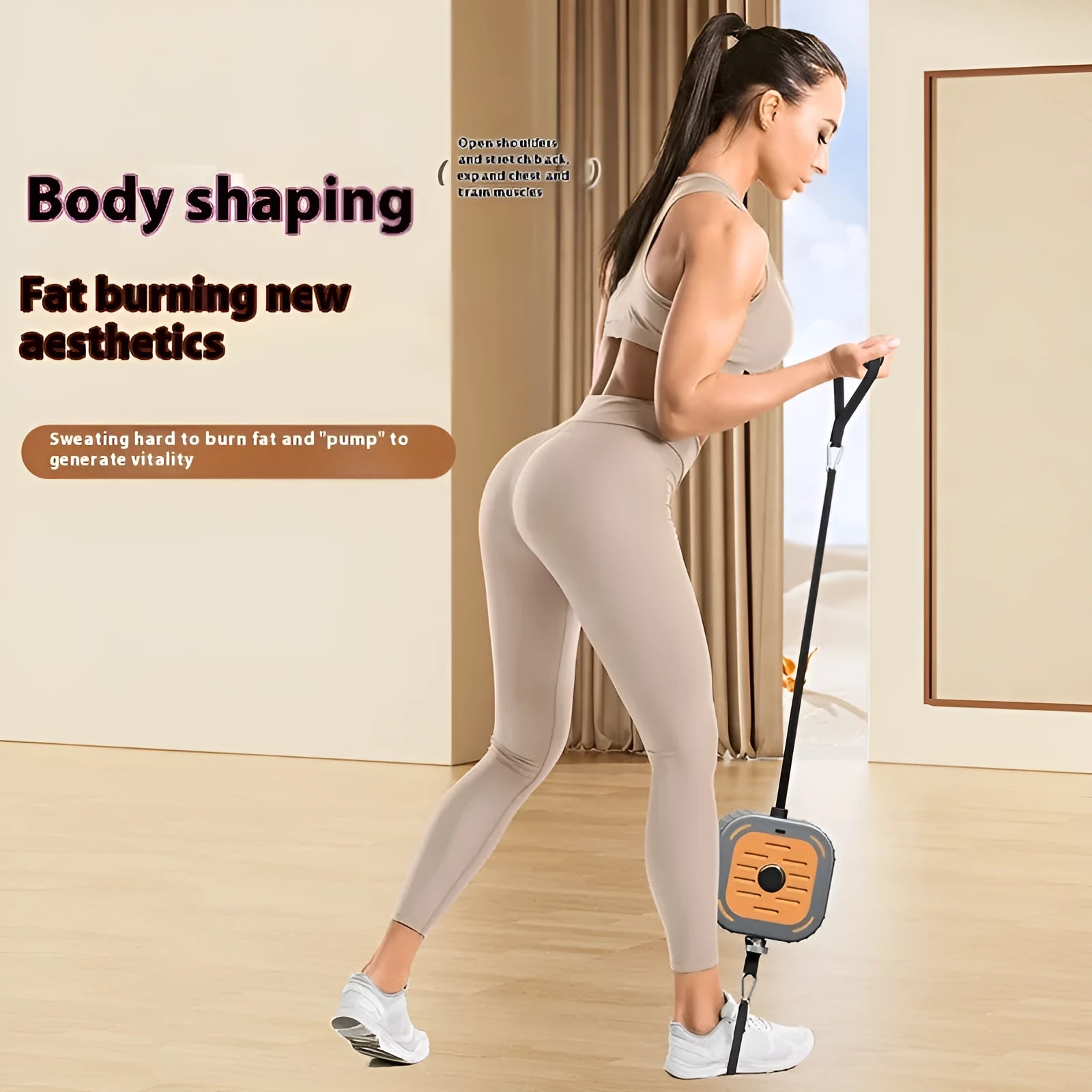 Adjustable power pump chest expander strength training equipment in vibrant orange