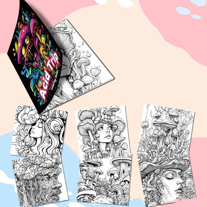 Acid tour coloured painting book with 200mm length for creative drawing projects