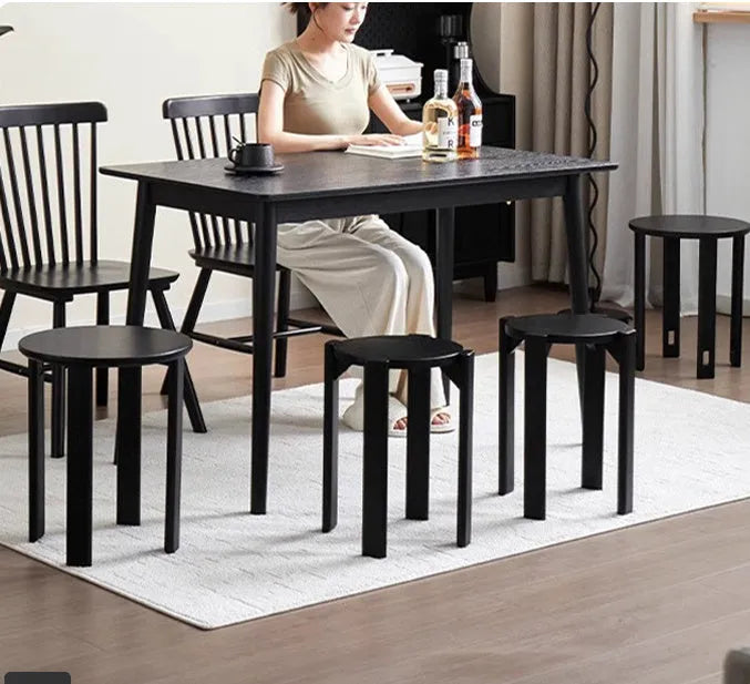 Stackable iron dining stool in modern round design with four colour finish options