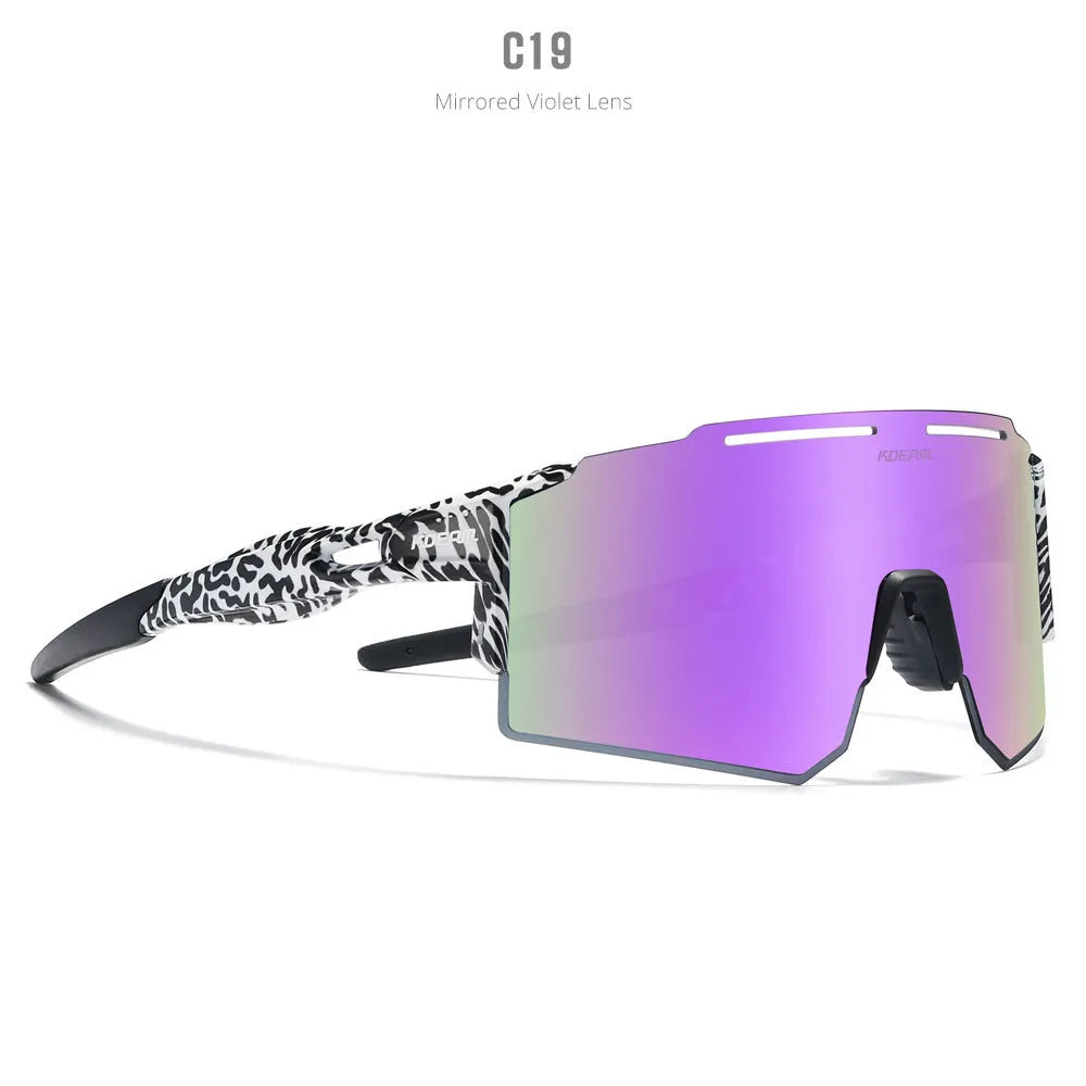 Polarized cycling sunglasses with TR90 frameless sports design in athletic colours