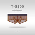 Men's seamless ice silk low waist underwear in chocolate colour showing ultra-thin sheer fabric