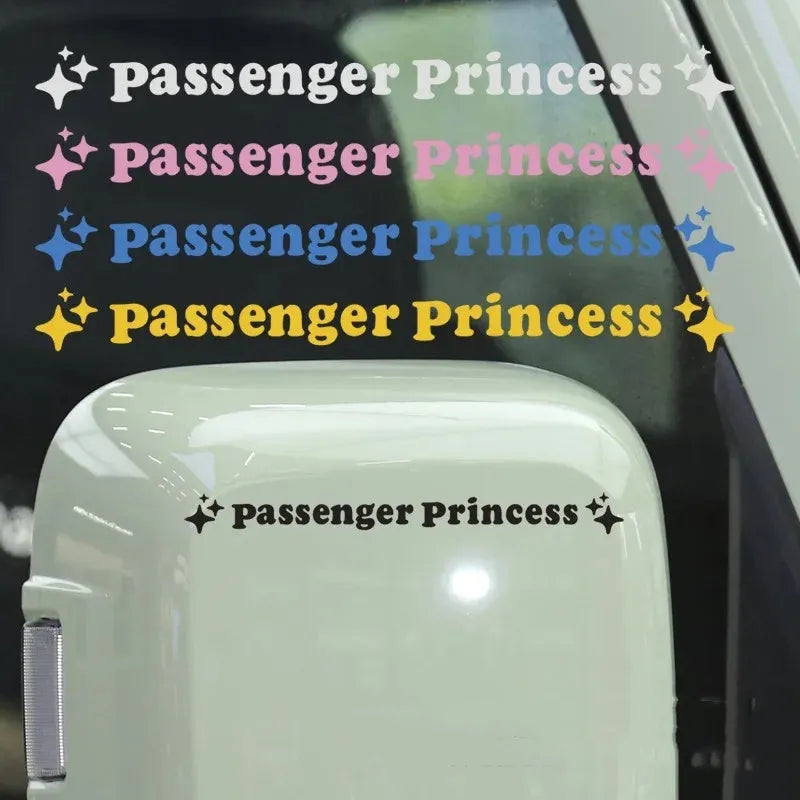 Passenger princess rearview mirror decorative sticker measuring 12.5cm diameter with reflective colour options