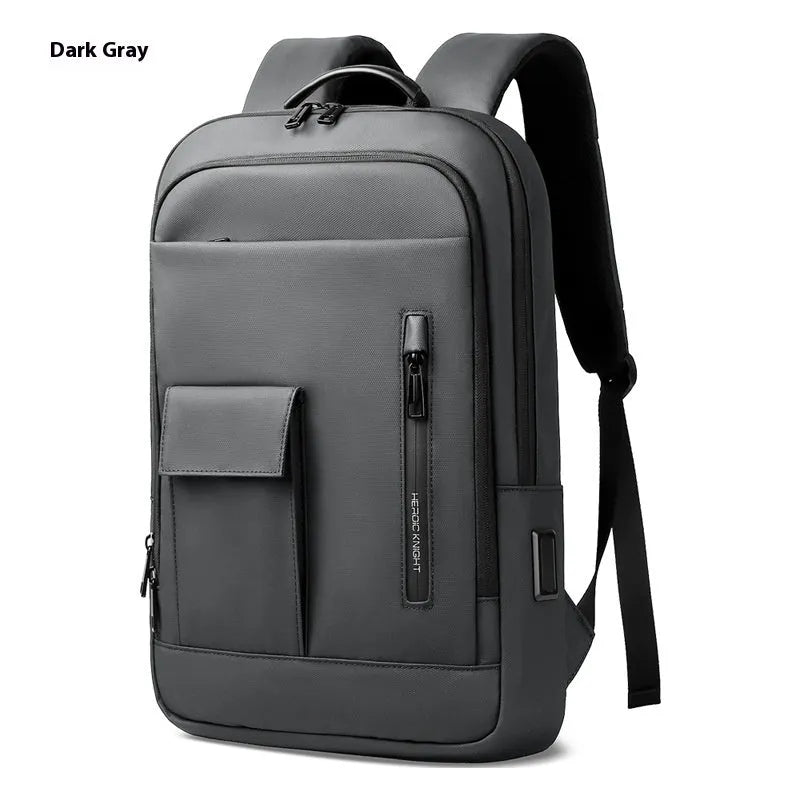 Men's lightweight Oxford cloth backpack in solid colour with sewing line details for business travel