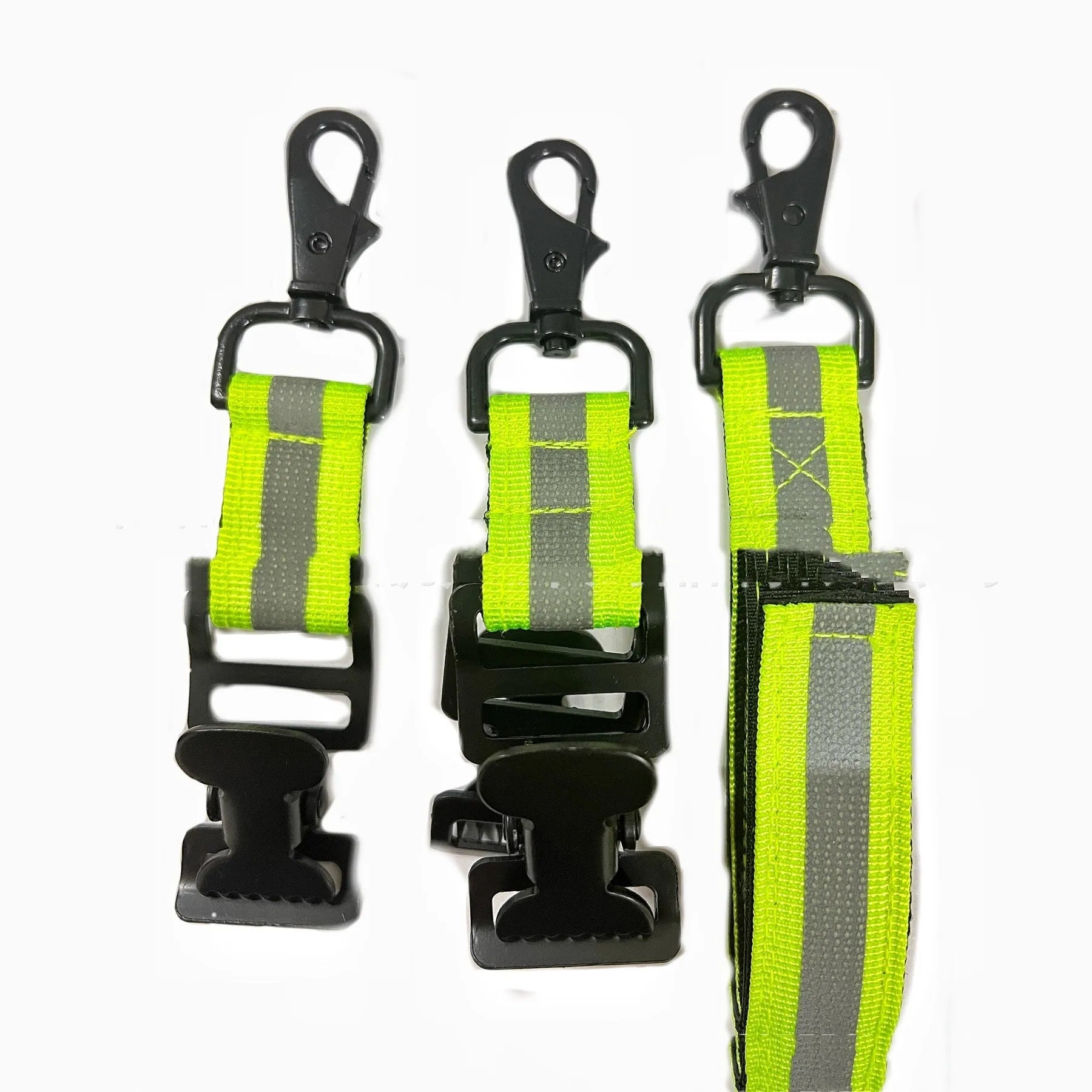 Fluorescent green safety gloves clip with metal buckle and reflective elements for industrial use