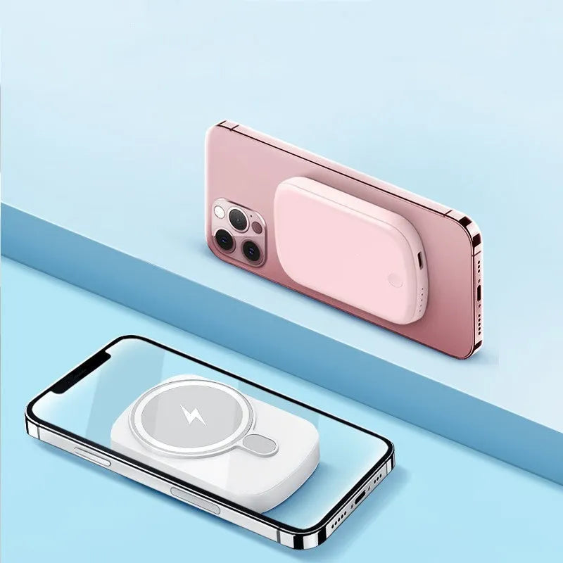 Magsafe magnetic wireless power bank in Barbie Pink, Gentleman's Black, Ivory White or Lightning Purple colours