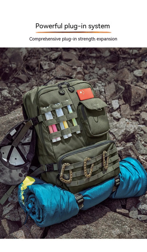 17-inch waterproof tactical backpack in army green with 20-35L capacity for outdoor use