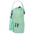 Canvas water bottle shoulder bag with crossbody strap in black, green, and pink colour options