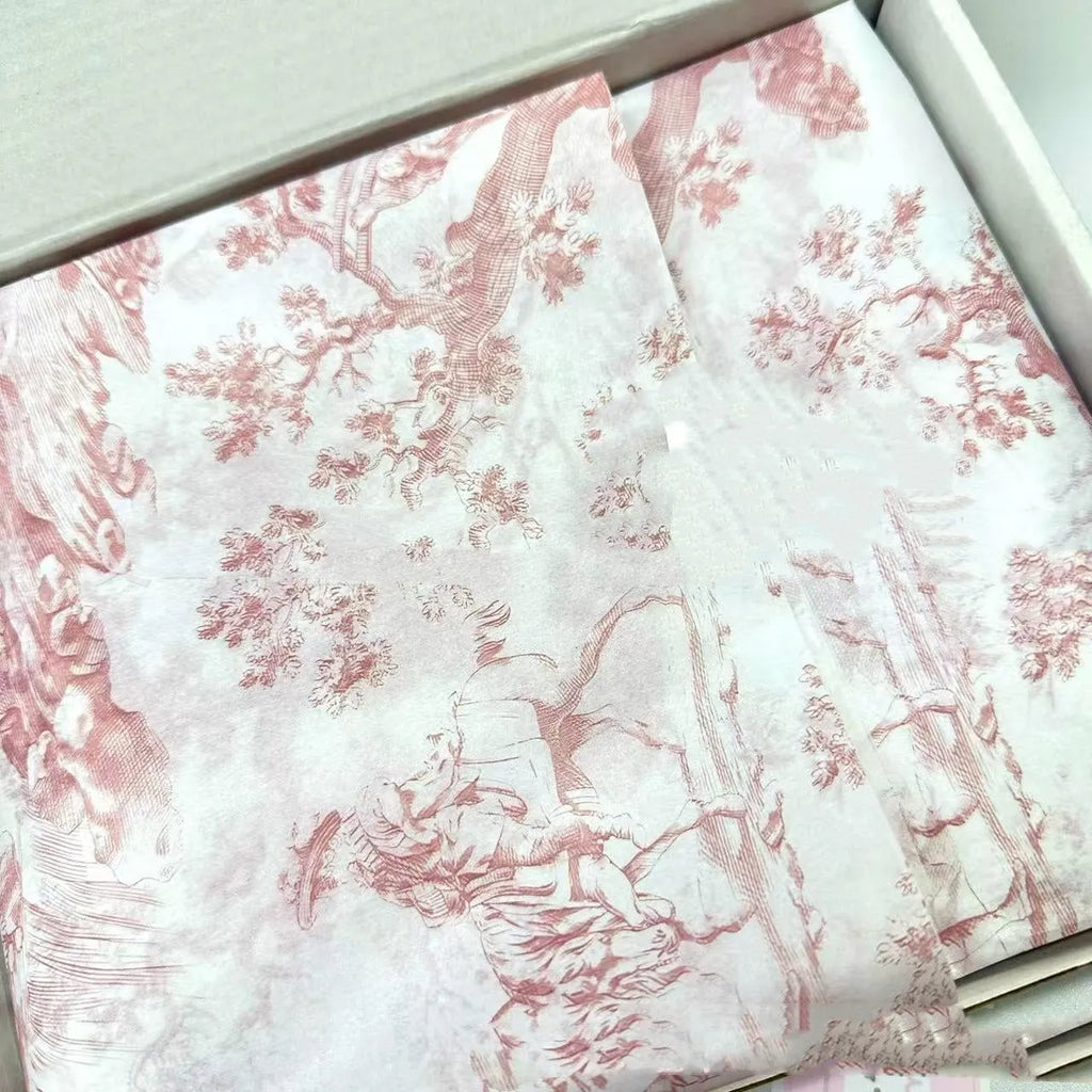 French Romantic retro style tissue wrapping paper sheet in pink purple colour, 50x70cm.