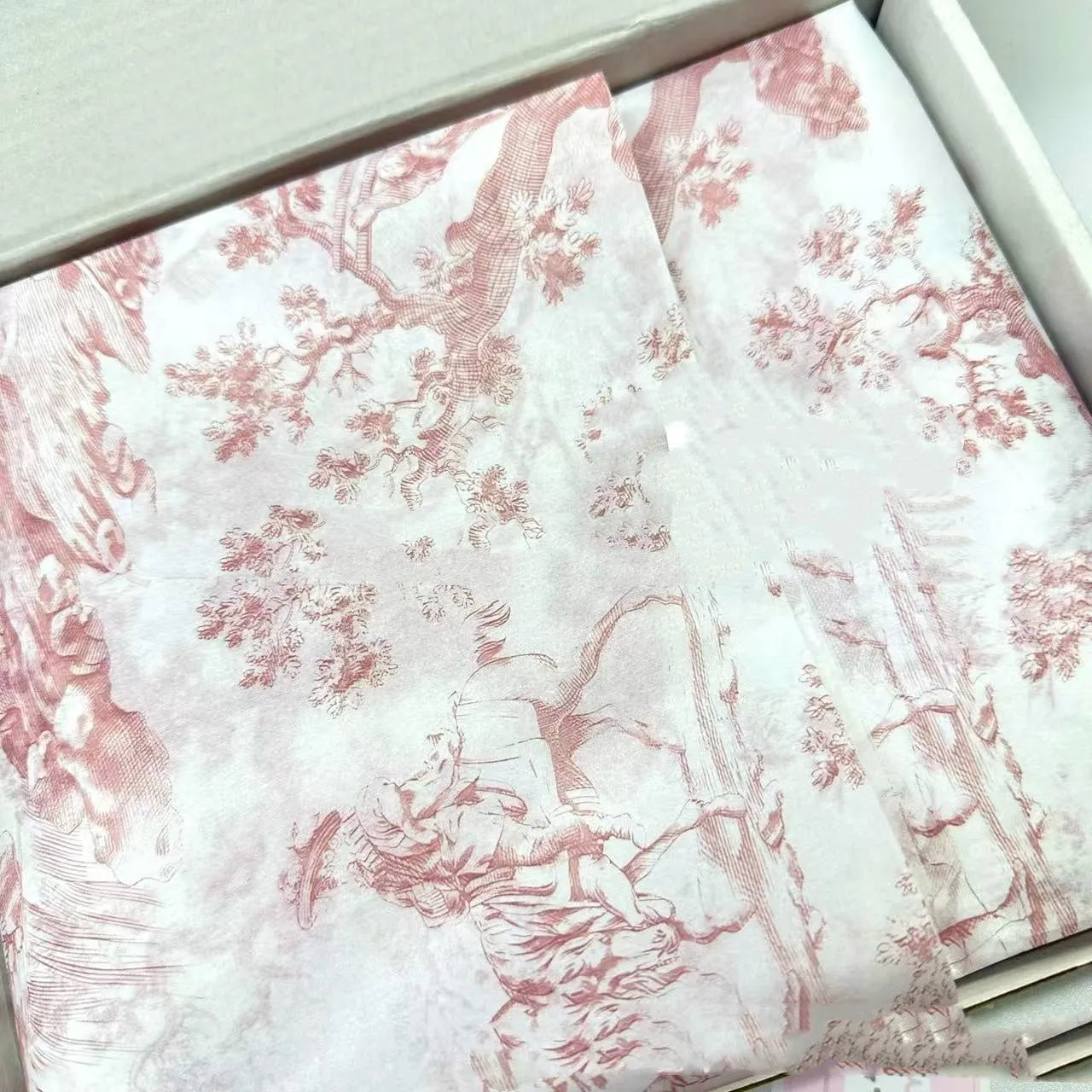 French Romantic retro style tissue wrapping paper sheet in pink purple colour, 50x70cm.