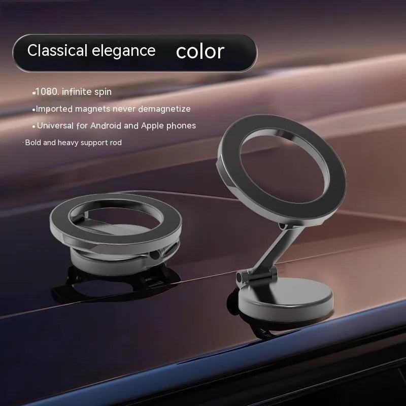 All-metal magnetic car phone mount in Qian colour with foldable design for dashboard mounting