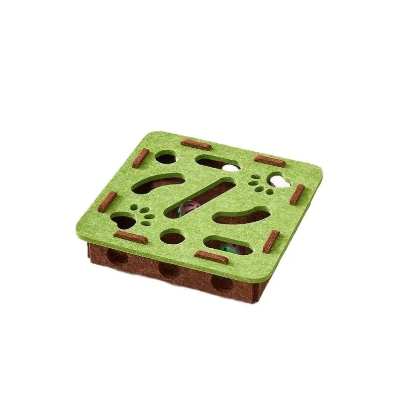 Square felt cat scratching board with holes for self-grooming in three colour options