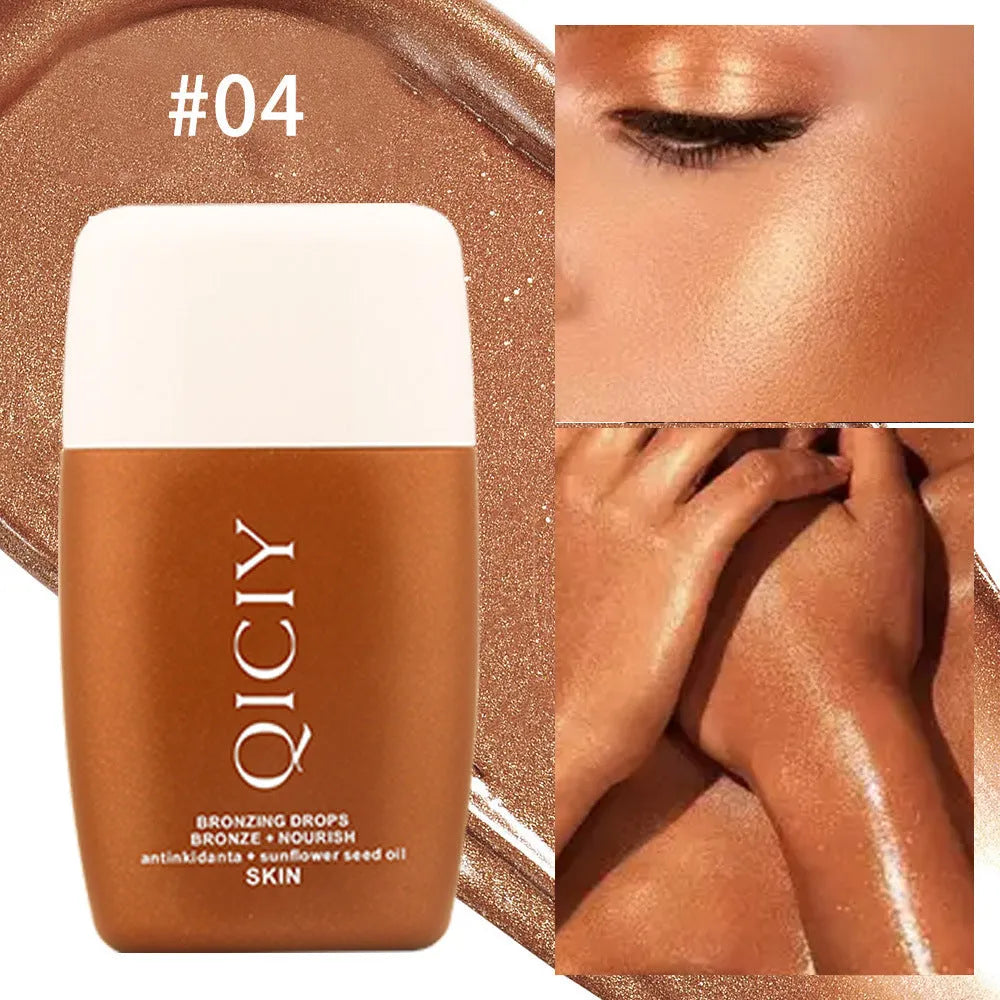30ml face and body highlight contour liquid bottle with four shade options for natural brightening