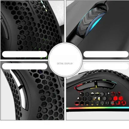 BM600 hollow out design wireless gaming mouse with luminous charging in black, cyan, and white colour options.