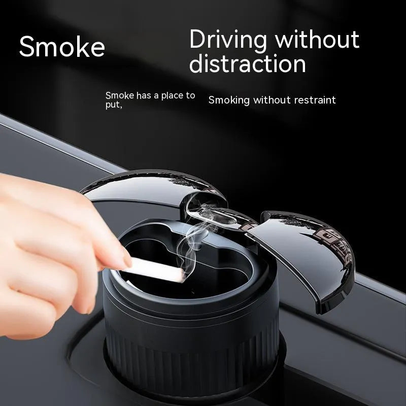 Metal automatic sensing car ashtray with touch lid in black, silver, red, or green