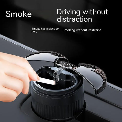 Metal automatic sensing car ashtray with touch lid in black, silver, red, or green