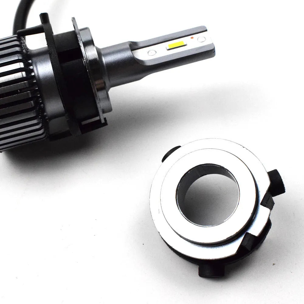 Black ABS plastic car headlight card holder showing dimensions, compatible with Nissan and Kia models.