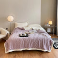 Thermal flannel winter blanket in tea green colour showing taffeta texture and modern simple styling