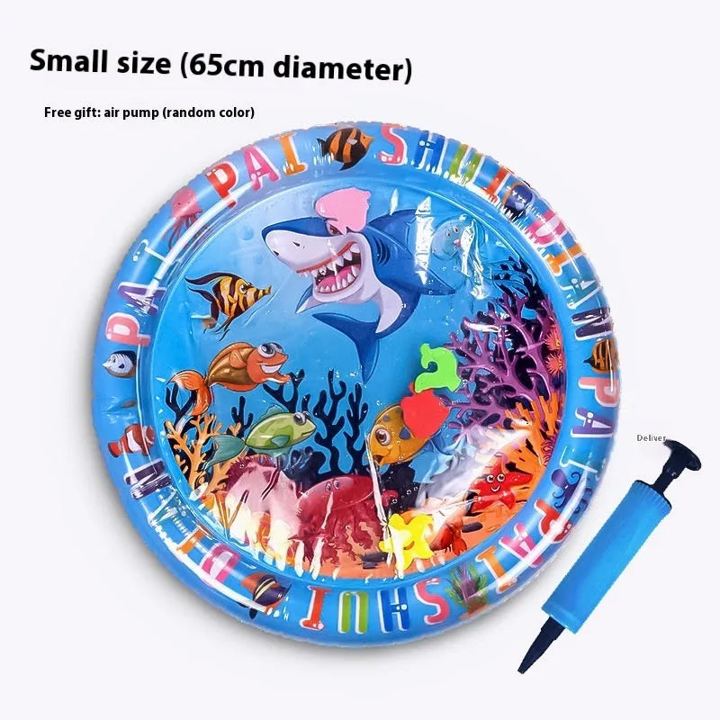 PVC inflatable pet water cooling mattress showing underwater world design for dogs
